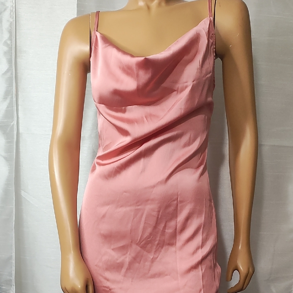 PrettyLittleThing Pink‎ Midi Dress with Cowl Neck